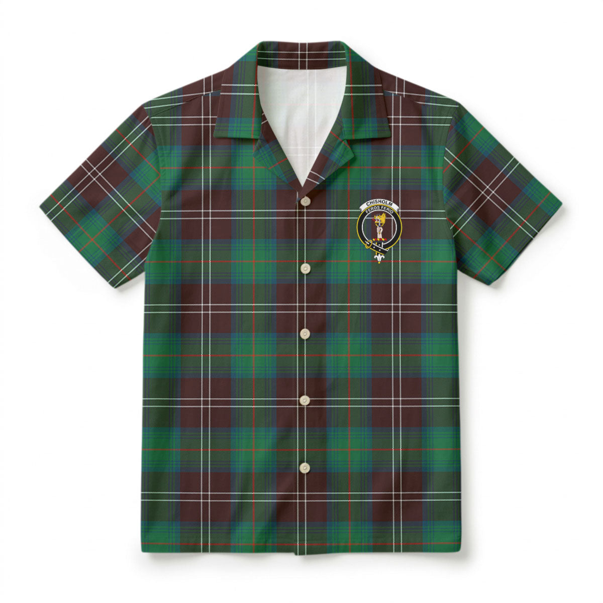 Chisholm Hunting Ancient Tartan Crest Hawaiian Shirt