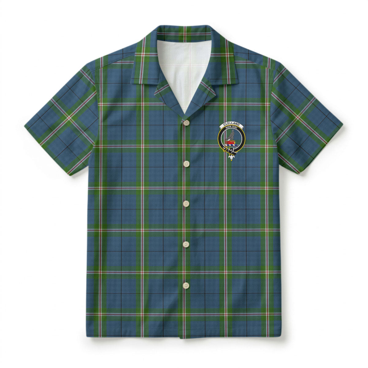 Clelland Tartan Crest Hawaiian Shirt