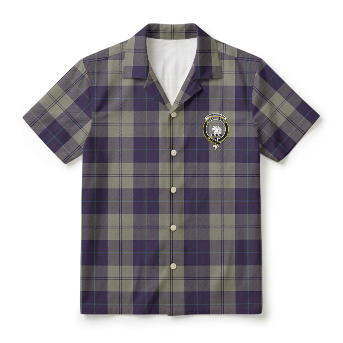 Cunningham Dress Blue Dancers Tartan Crest Hawaiian Shirt
