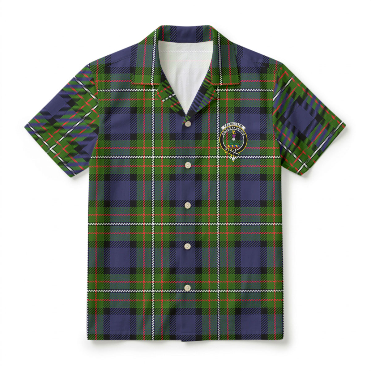 Fergusson Modern Tartan Crest Hawaiian Shirt
