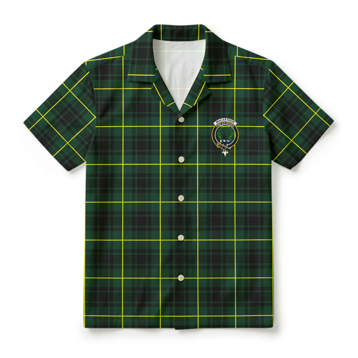 MacArthur Modern Tartan Crest Hawaiian Shirt
