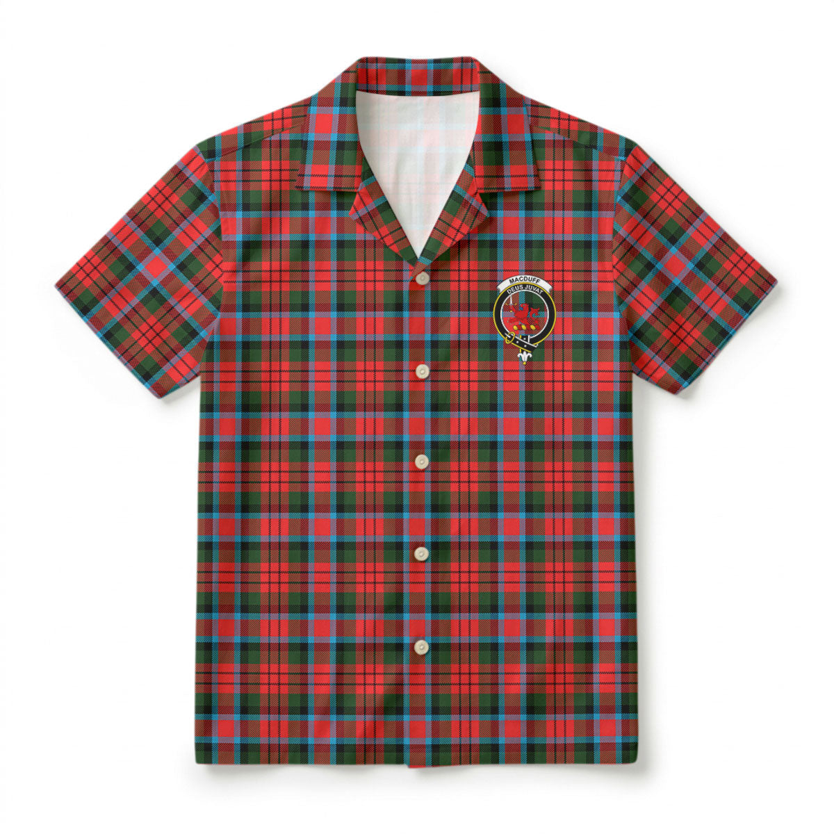 MacDuff Modern Tartan Crest Hawaiian Shirt
