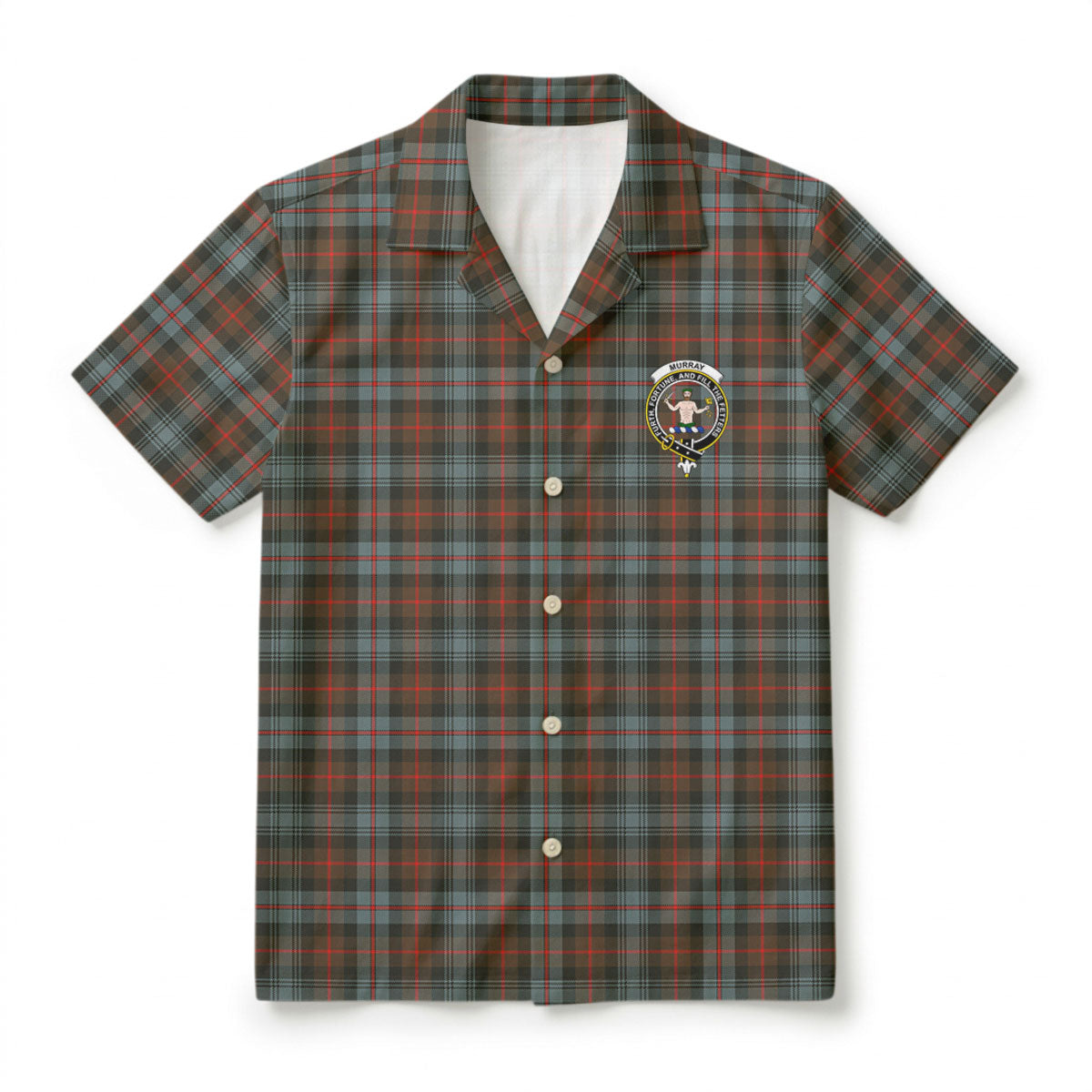 Murray of Atholl Weathered Tartan Crest Hawaiian Shirt