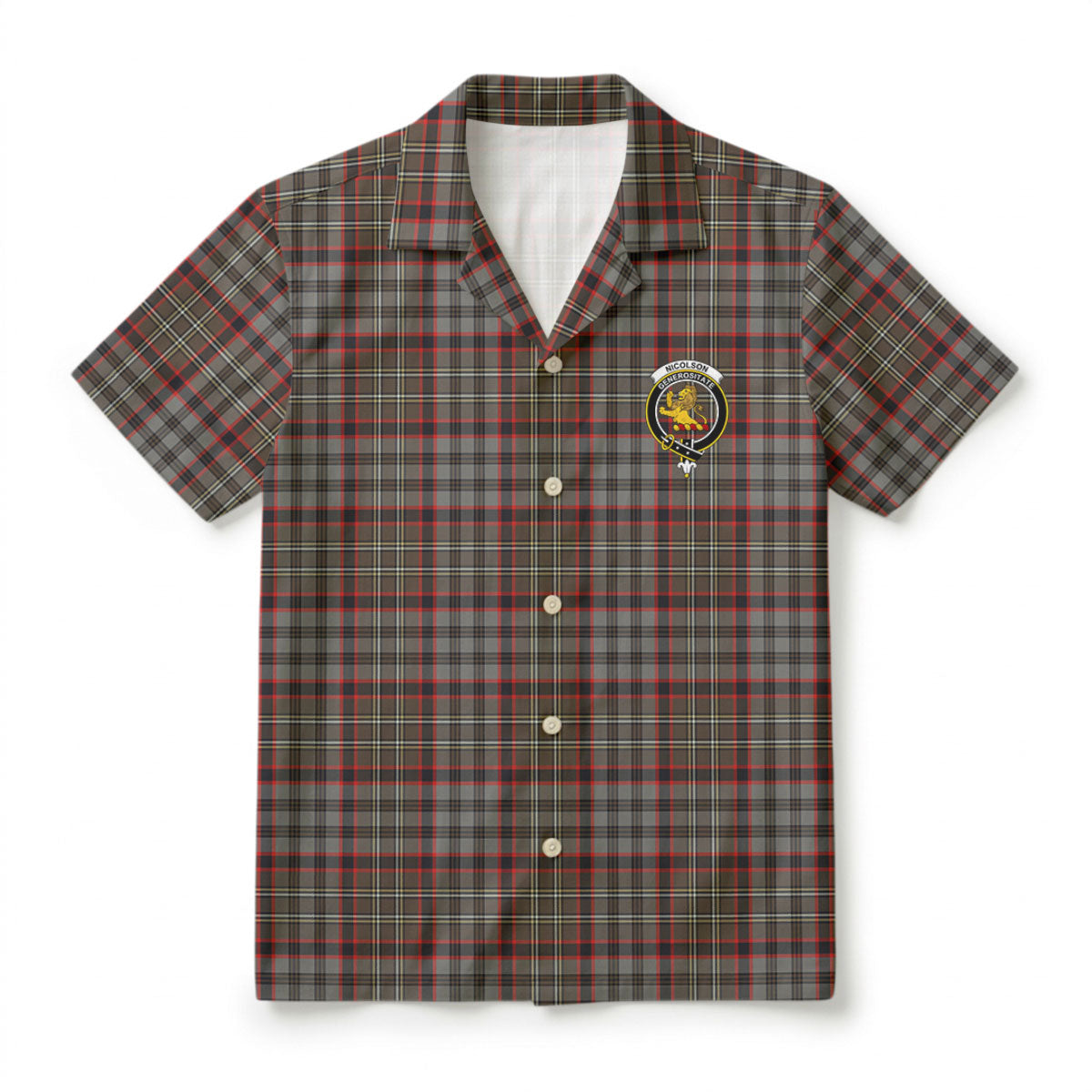 Nicolson Hunting Weathered Tartan Crest Hawaiian Shirt