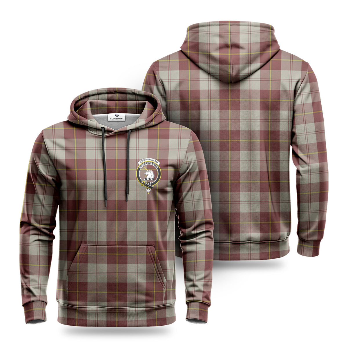 Cunningham Burgundy Dancers Tartan Crest Hoodie