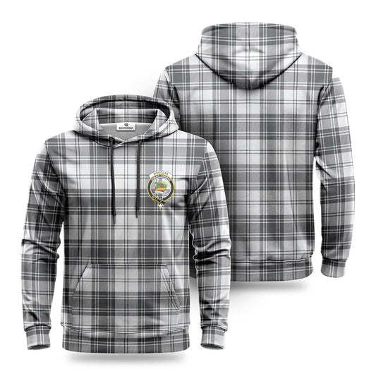 Douglas Grey Modern Tartan Crest Hoodie 1500