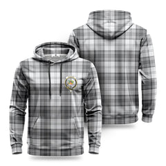 Douglas Grey Modern Tartan Crest Hoodie