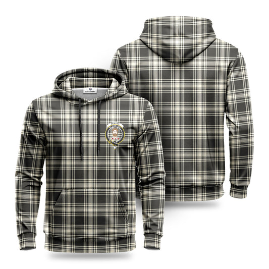 Menzies Black - White Ancient Tartan Crest Hoodie 1500