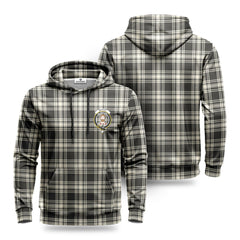 Menzies Black - White Ancient Tartan Crest Hoodie