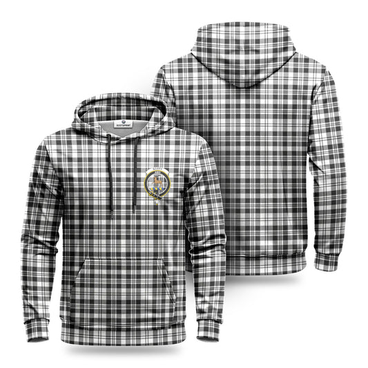 Scott Black & White Modern Tartan Crest Hoodie 1500