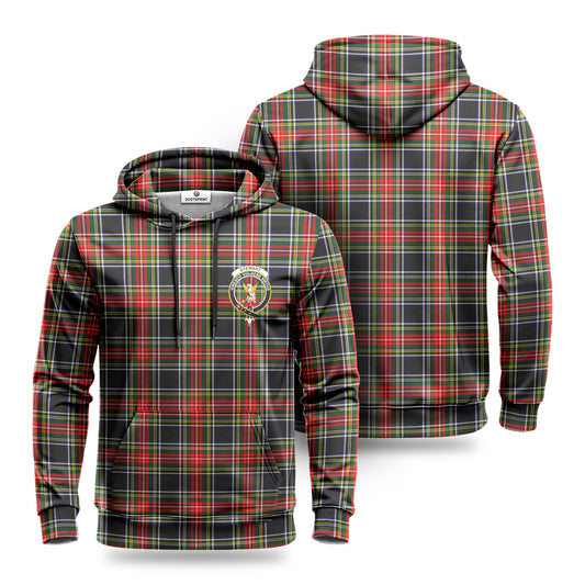 Stewart Black Tartan Crest Hoodie 1500