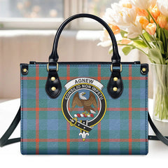 Agnew Ancient Tartan Crest Leather Handbag