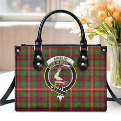 Ainslie Tartan Crest Leather Handbag