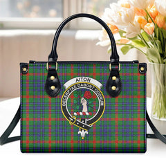 Aiton Tartan Crest Leather Handbag