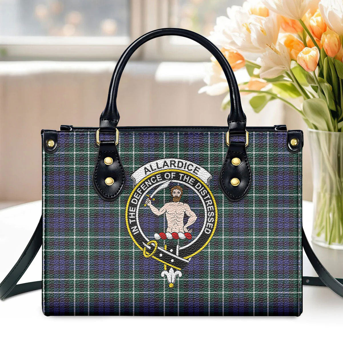 Allardice Tartan Crest Leather Handbag