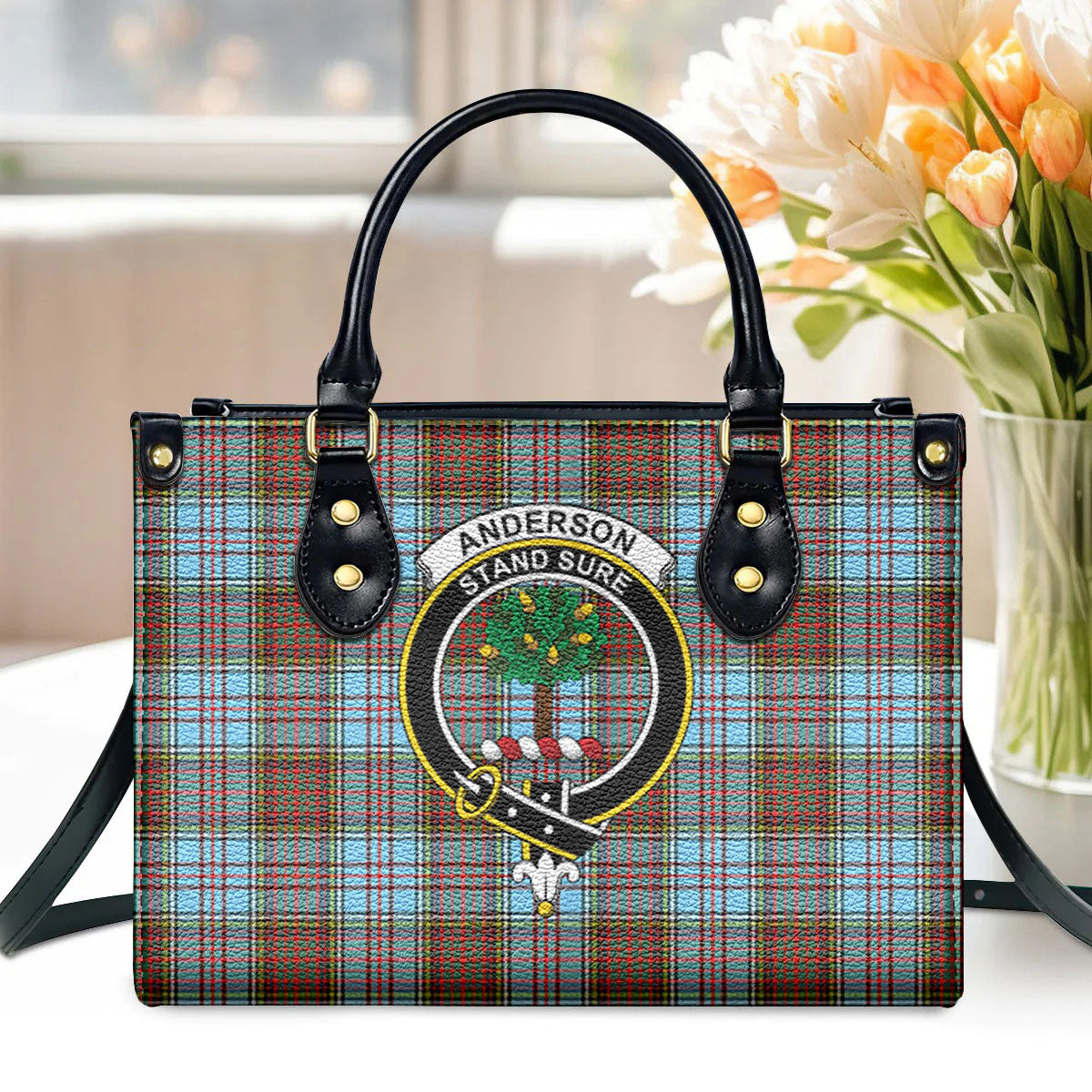 Anderson Ancient Tartan Crest Leather Handbag