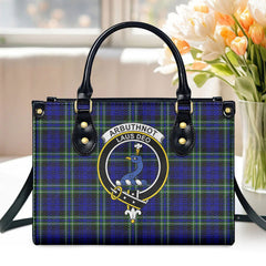 Arbuthnot Modern Tartan Crest Leather Handbag