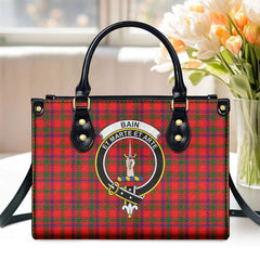 Bain Tartan Crest Leather Handbag