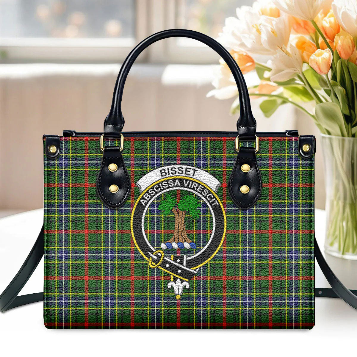 Bisset Tartan Crest Leather Handbag