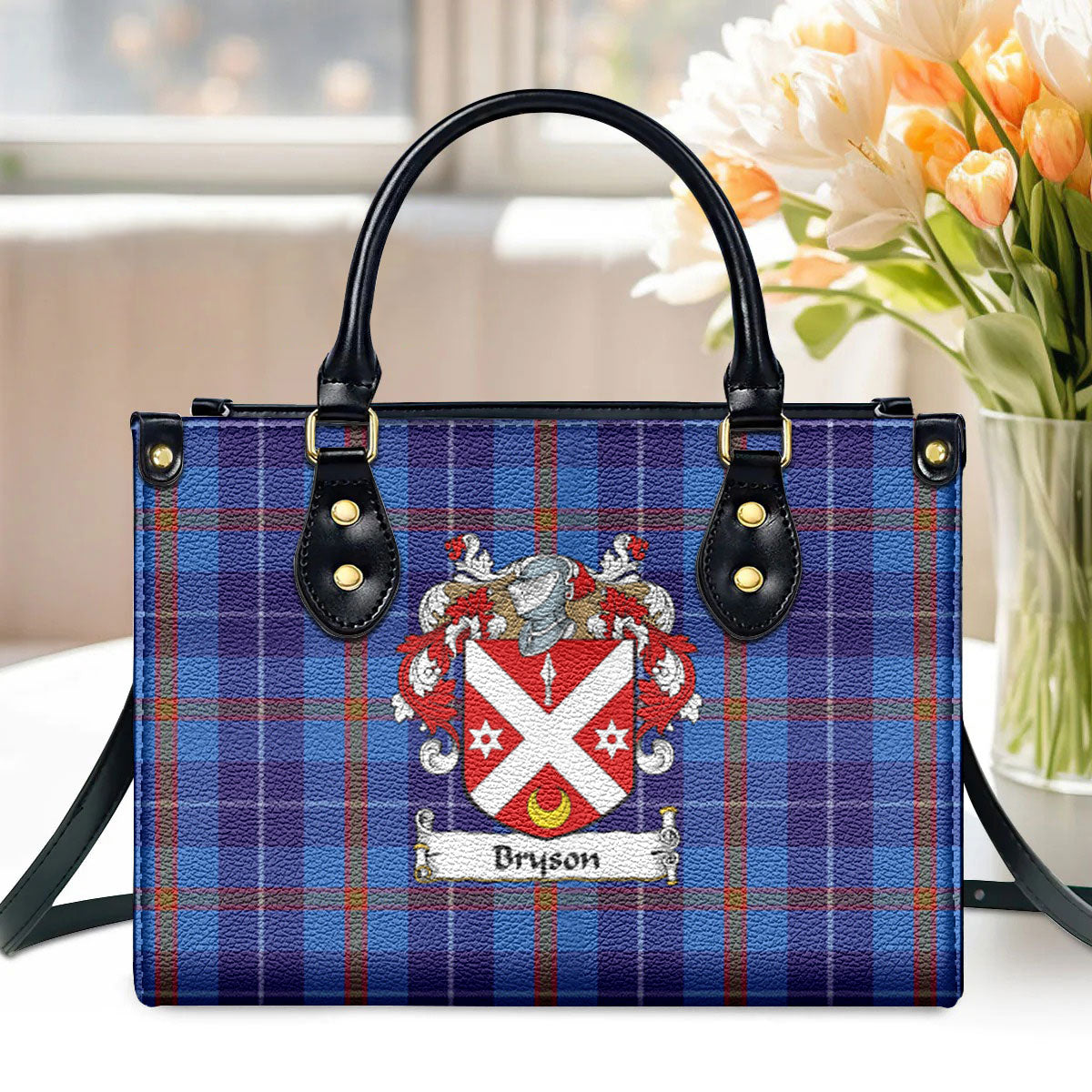 Bryson Tartan Coat of Arms Leather Handbag