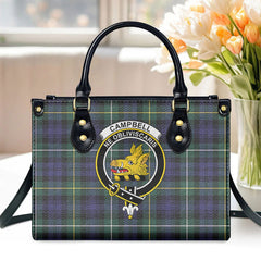 Campbell Argyll Modern Tartan Crest Leather Handbag