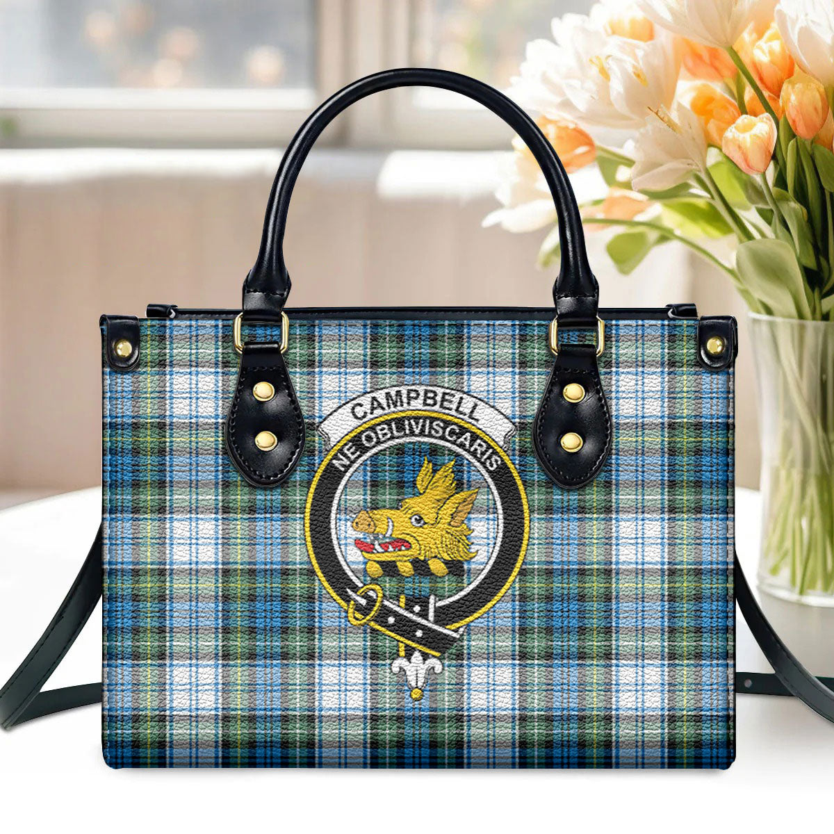 Campbell Dress Ancient Tartan Crest Leather Handbag