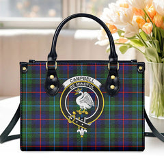 Campbell of Cawdor Modern Tartan Crest Leather Handbag