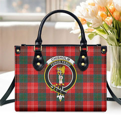 Chisholm Modern Tartan Crest Leather Handbag