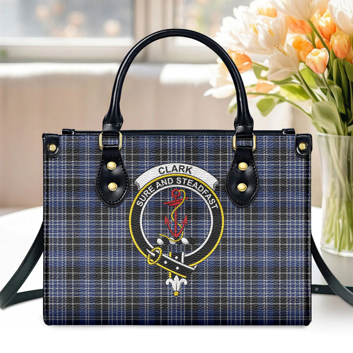 Clark Modern Tartan Crest Leather Handbag