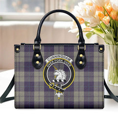 Cunningham Dress Blue Dancers Tartan Crest Leather Handbag