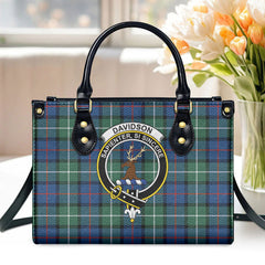 Davidson of Tulloch Tartan Crest Leather Handbag