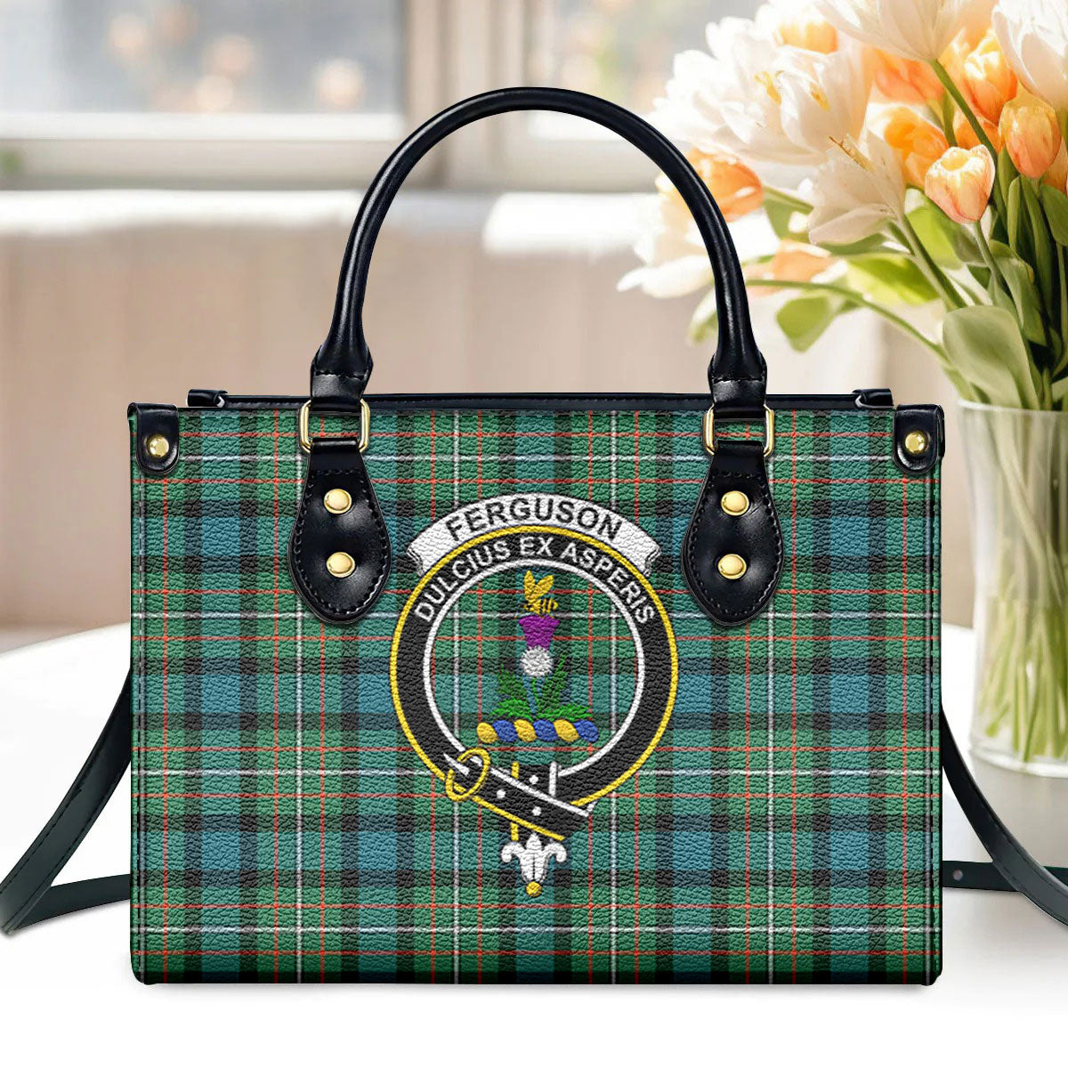 Ferguson Ancient Tartan Crest Leather Handbag