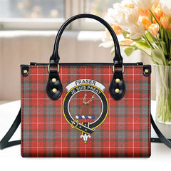 Fraser (of Lovat) Weathered Tartan Crest Leather Handbag