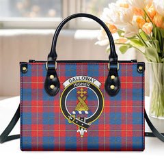 Galloway Red Tartan Crest Leather Handbag