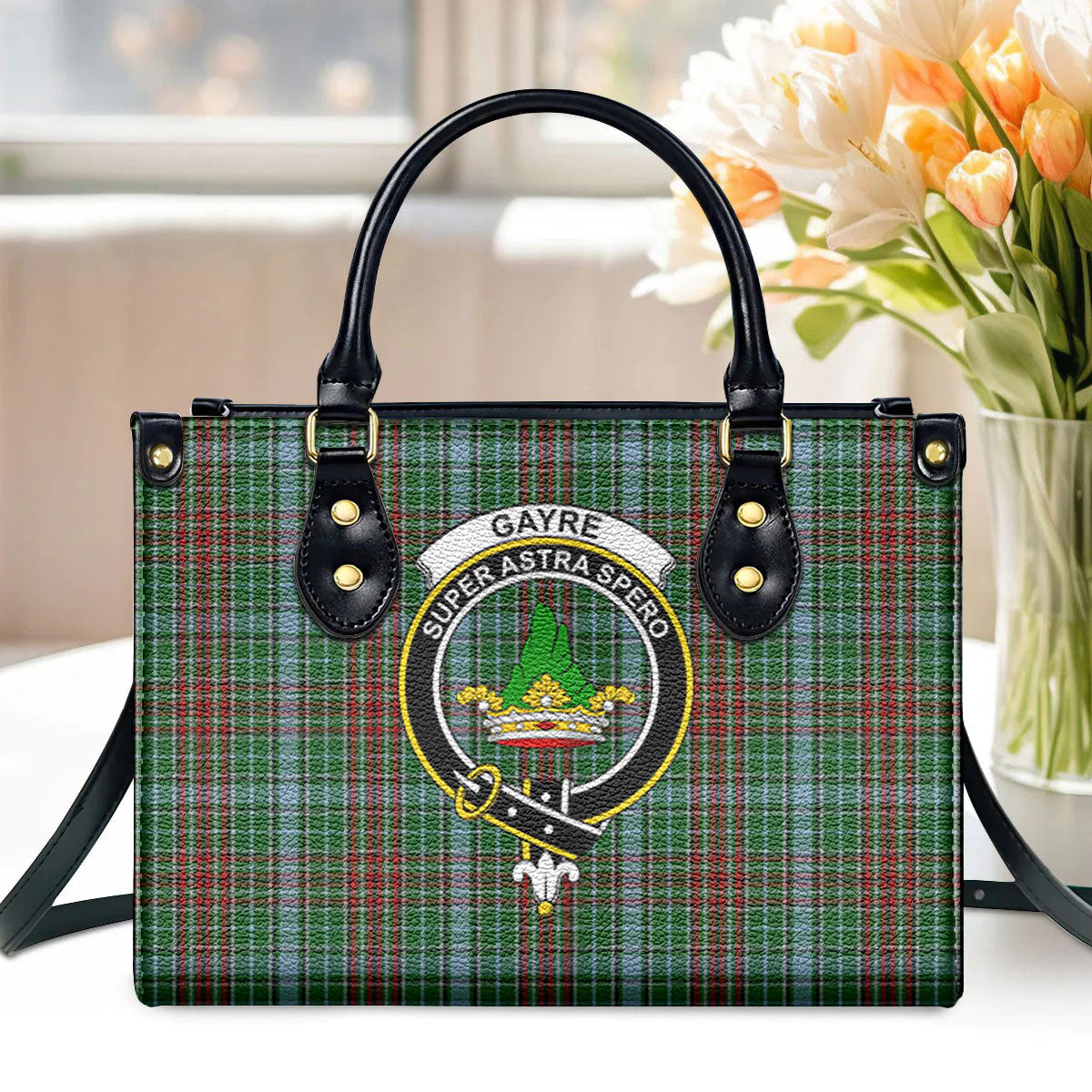 Gayre Tartan Crest Leather Handbag