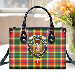 Gibson Tartan Crest Leather Handbag