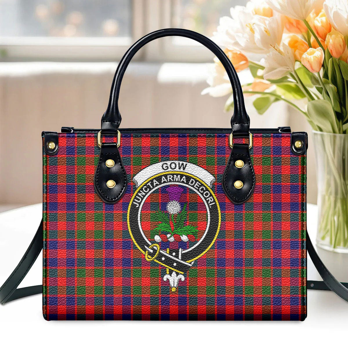 Gow (of Skeoch) Tartan Crest Leather Handbag