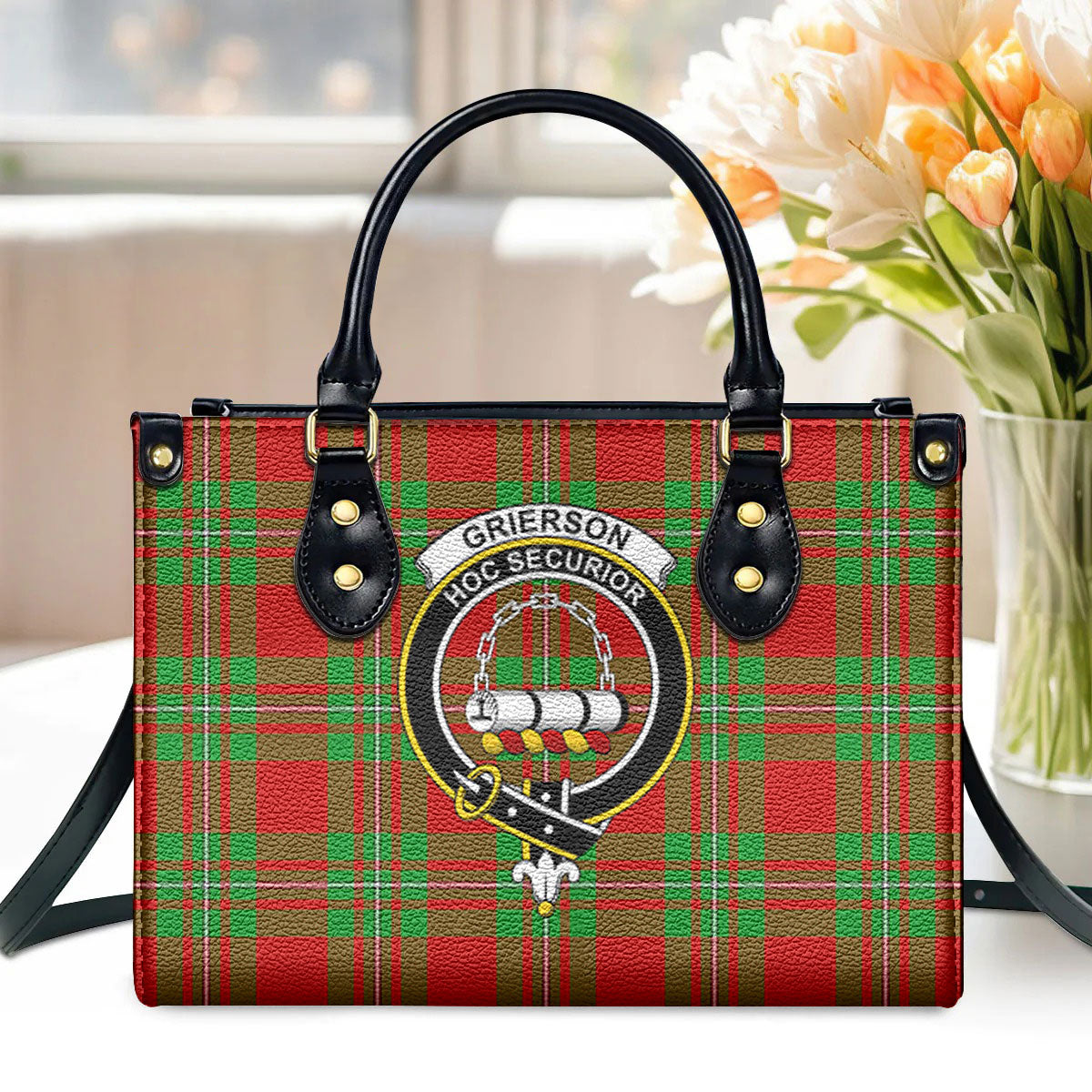 Grierson Tartan Crest Leather Handbag