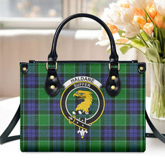 Haldane Tartan Crest Leather Handbag