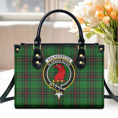 Halkerston Tartan Crest Leather Handbag