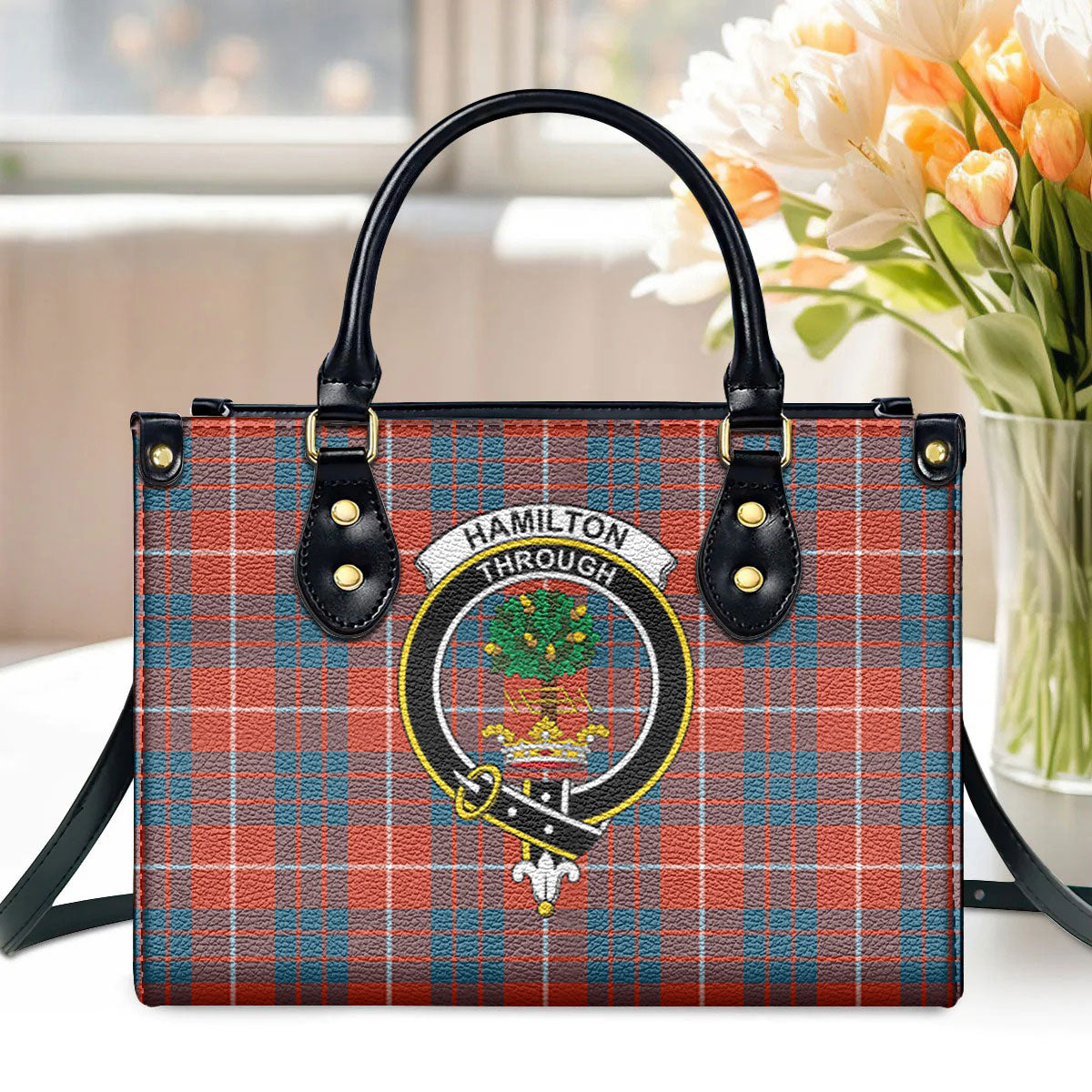 Hamilton Ancient Tartan Crest Leather Handbag