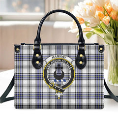 Hannay Modern Tartan Crest Leather Handbag