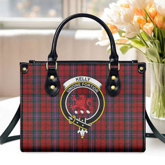 Kelly of Sleat Red Tartan Crest Leather Handbag