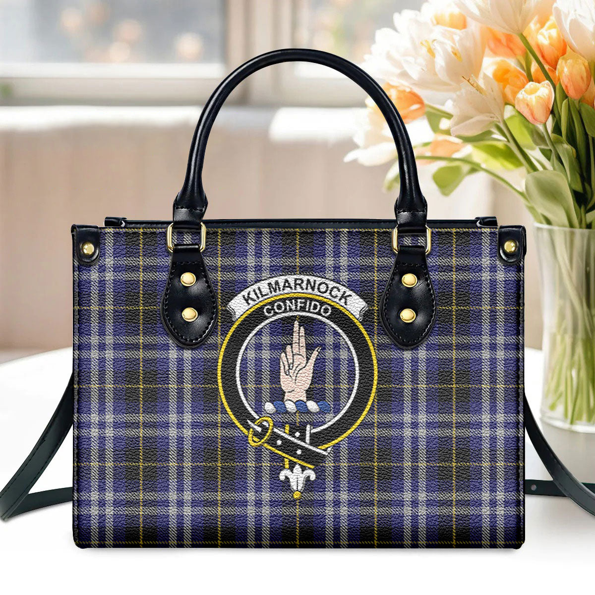 Kilmarnock Tartan Crest Leather Handbag