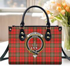 Langlands Tartan Crest Leather Handbag