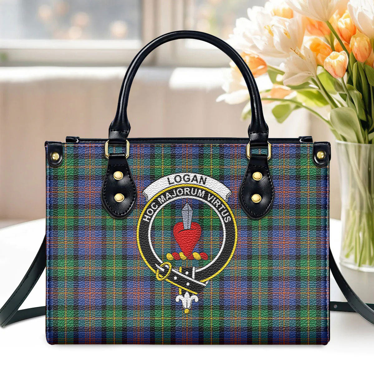 Logan Ancient Tartan Crest Leather Handbag