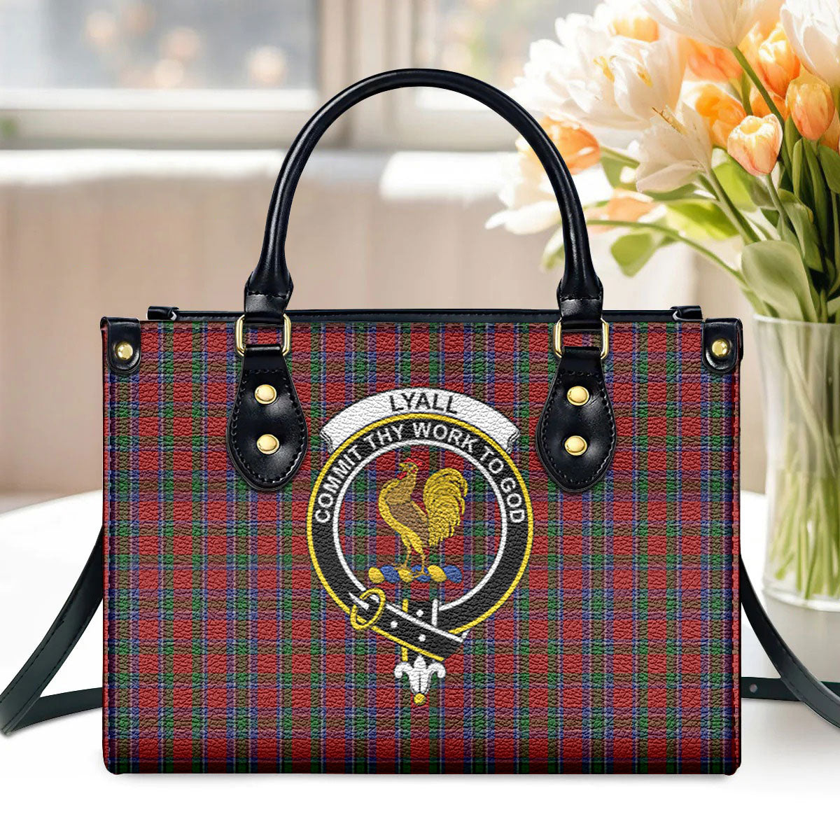 Lyall Tartan Crest Leather Handbag