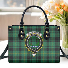 MacArthur Ancient Tartan Crest Leather Handbag