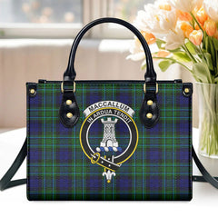 MacCallum Modern Tartan Crest Leather Handbag