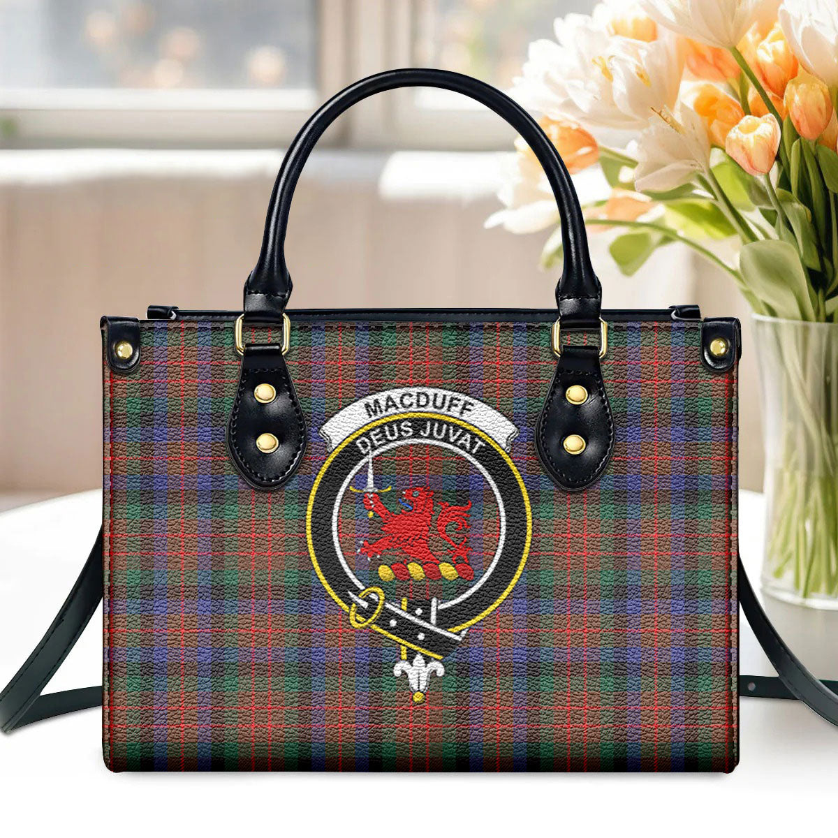 MacDuff Hunting Modern Tartan Crest Leather Handbag